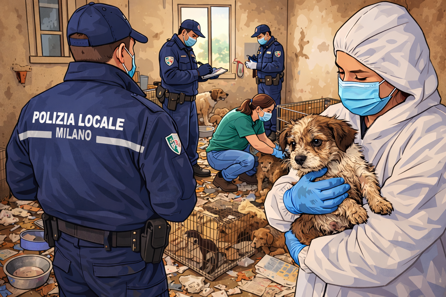 Milano: maxi sequestro di cani tenuti in condizioni degradanti, intervengono polizia locale e veterinari